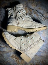 Wonder Nation Sz 13 Youth Girls Studded High Solid Buckle Ankle Boot Natural