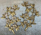 Pair Vintage Gold Syroco Floral Tree Branches MCM Wall Decor #4564/4565 Sz 20x14