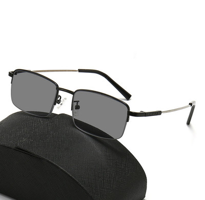 Half Rim Alloy Transition Anti Blue light Progressive Multifocal Reading Glasses