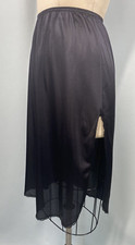 Vintage Half Slip SIZE MEDIUM LENGTH 28" long black nylon slit straight classic