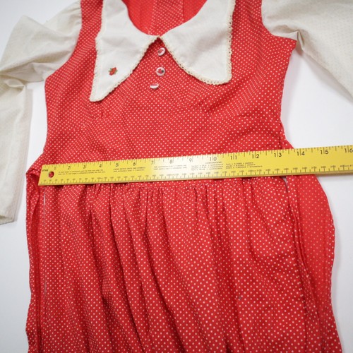 Unbranded Girls Size L-XL? Vintage Dress Strawberry Red White Polka Dots - Picture 11 of 13