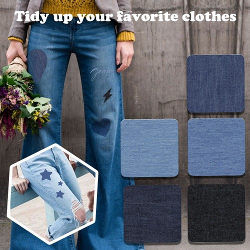 5 pz decorazione per vestiti fai da te Jeans riparazione toppe in Denim  ferro lavabile | eBay