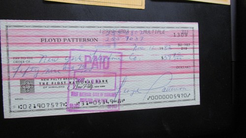 Floyd Patterson Autograph Hand Signed Check with 3 Training Camp Checks (6) - Picture 2 of 5