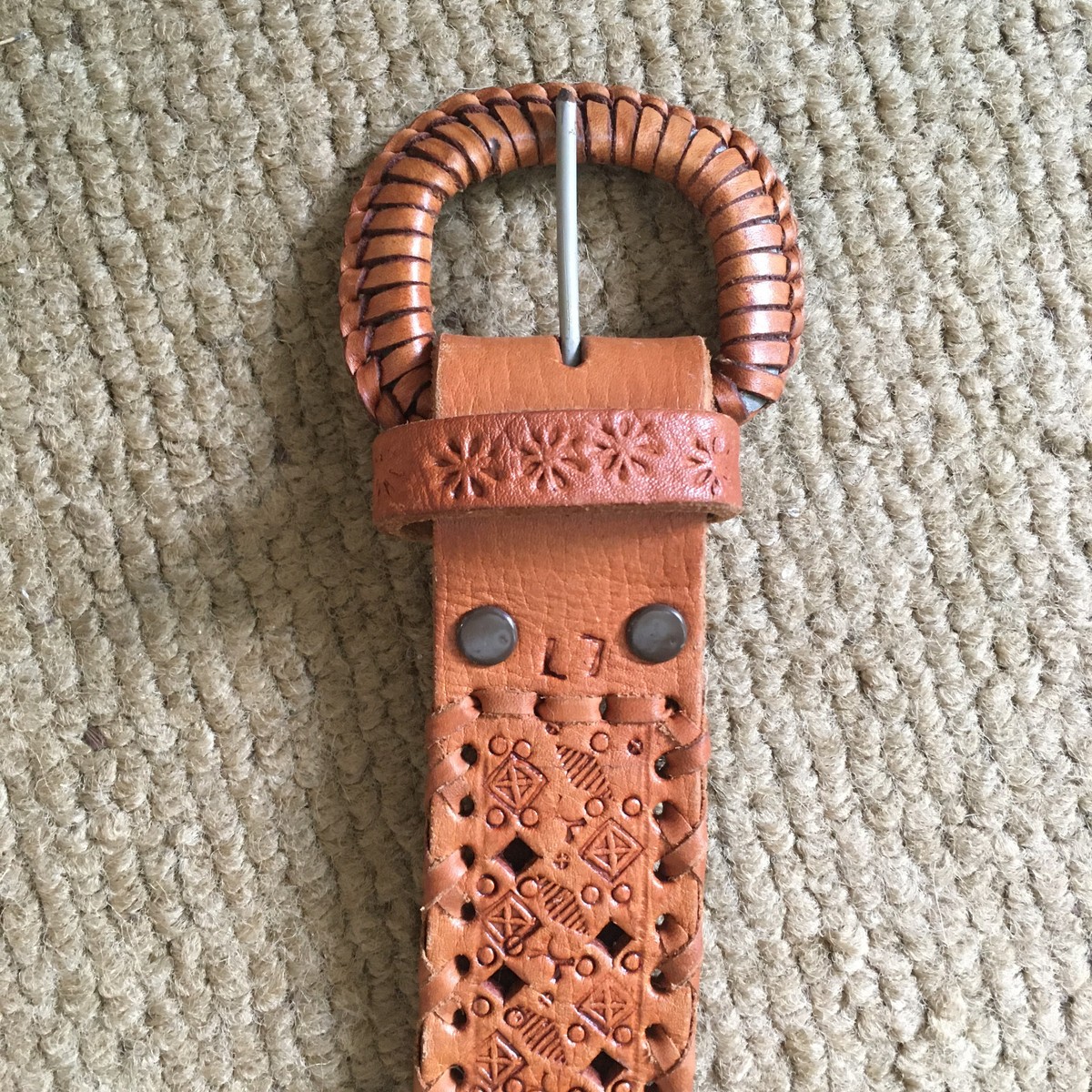 Beautiful Rare Handmade Mexican Leather Belt, 36"-40" waist, cinturón de cuero