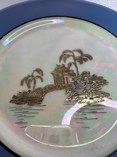 Vintage Noritake Hand Painted Blue Lusterware 7 1/2” Bread Plate - Picture 8 of 8