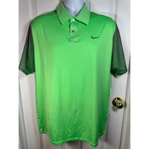 Nike Tiger Woods Collection Dri-Fit Green Performance Golf Shirt Size L