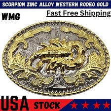 Scorpion Zinc Alloy Western Rodeo Gold Tone Design Fashion Cowboy Belt Buckle