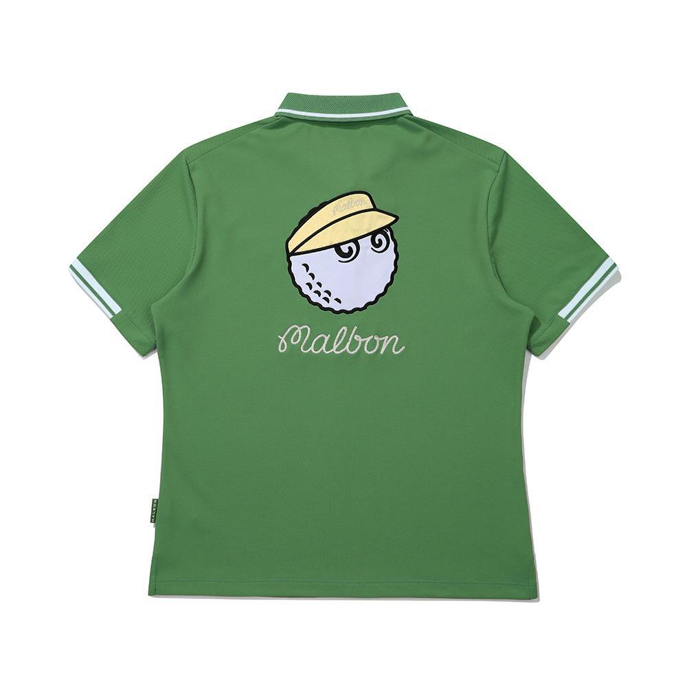 Tシャツ・カットソー Malbon Golf Striped jacquard collar t-shirt MINT GREEN M5123 Genuine Malbon Golf Striped Jacquard Collar T-Shirt MINT