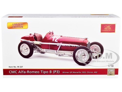 ALFA ROMEO TIPO B (P3) #42 WINNER MARSEILLE GP (1933) 1/18 DIECAST BY CMC M-227 - Picture 7 of 7