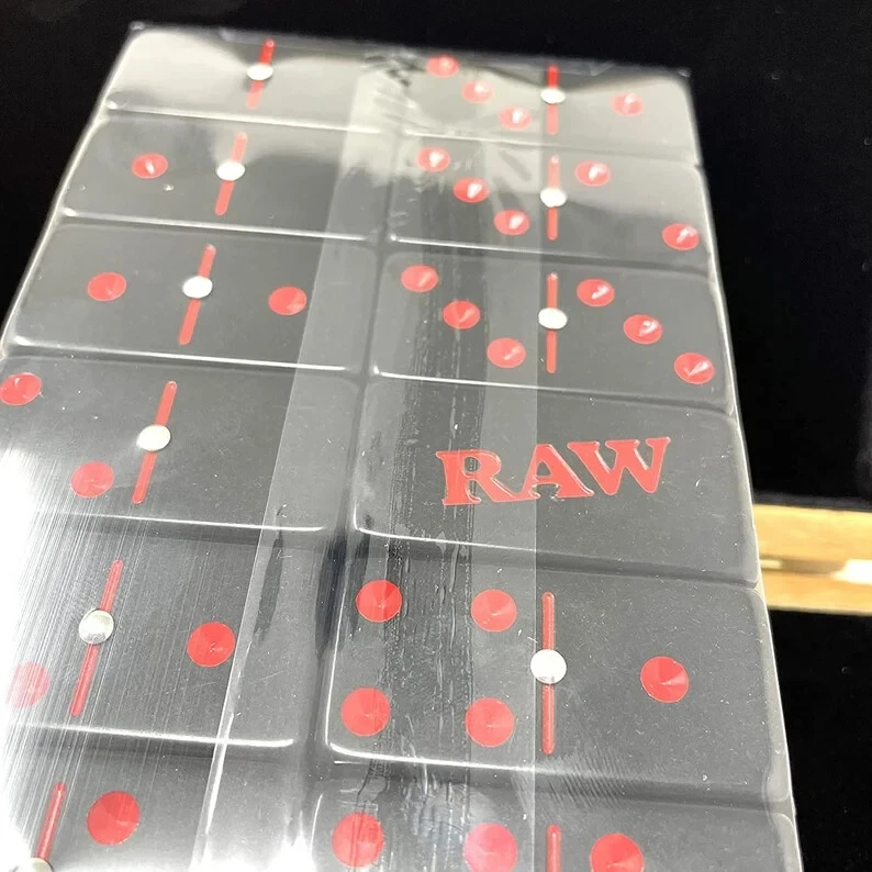 RAW Rolling Papers Double Six Dominoes Bamboo Case Set of 28 Holiday Gift Design - Image 3 of 4