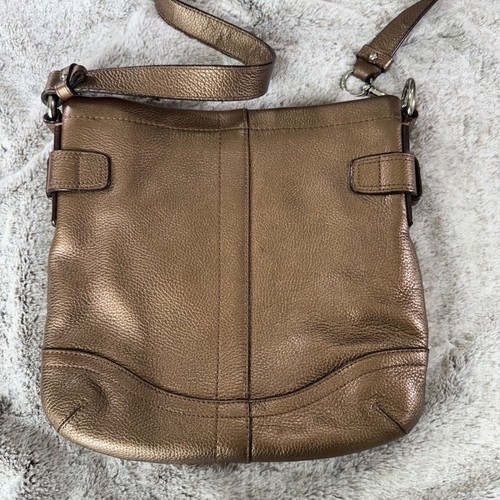 Coach Bucket Bag Metallic Gold Leder Crossbody Kette Handtasche Geldbeutel TOP - Bild 5 von 7