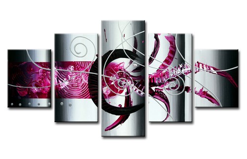 Tableau Moderne Abstrait 5 Panneaux Sur Toile – 160x80 Cm – Décoration Contemporaine NEUF