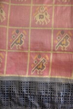 FNC Vintage Indian Pink Sarees Hand Woven Ikat Blend Silk Sari Used Fabric 5Yard