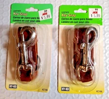 2 NEW HY-KO KC186 LEATHER STRAP SNAP ON METAL CLIP KEY RING 7474851