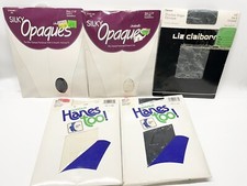 Vtg Opaque Pantyhose Mixed Color Lot of 5 Size C-D/3 Hanes Silky Opaques Liz C