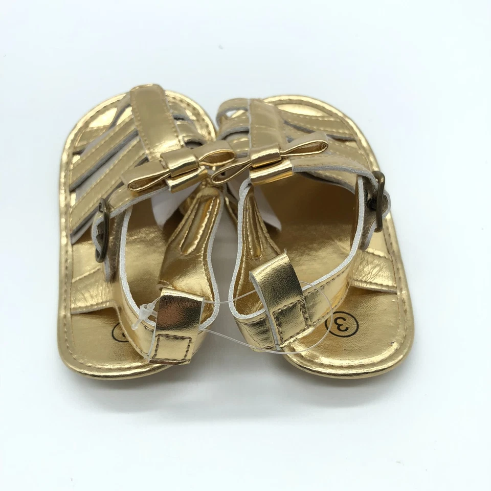 Сандалии рыбака для маленьких девочек искусственная кожа крючок и петля с открытым носком золотистые размер 3 - Изображение 3 из 4