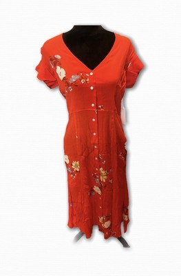 floral button front midi dress