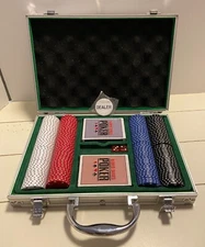 Excalibur World Series Poker Set 2 Decks Of Cards 2 Dice And Chips In Metal Box