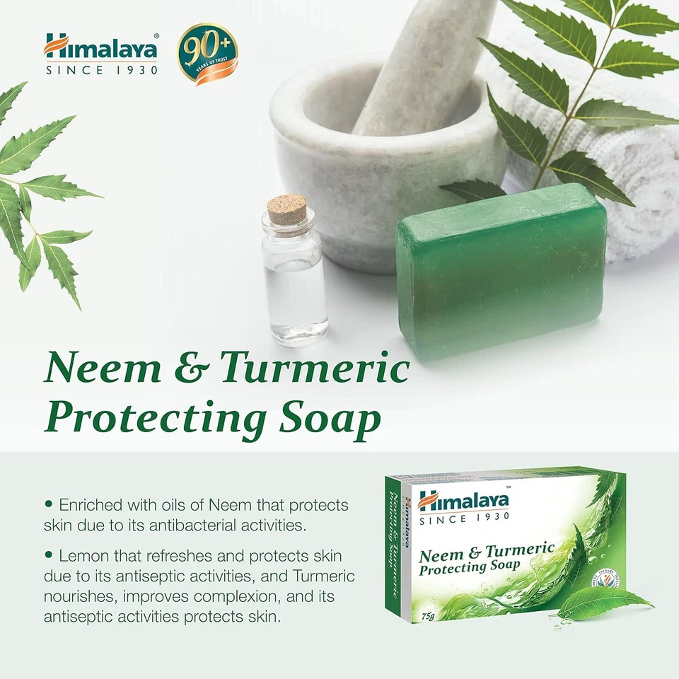 Himalaya Herbals Protecting Neem and Turmeric Soap, 75gm | free shipping. - Image 4 of 4