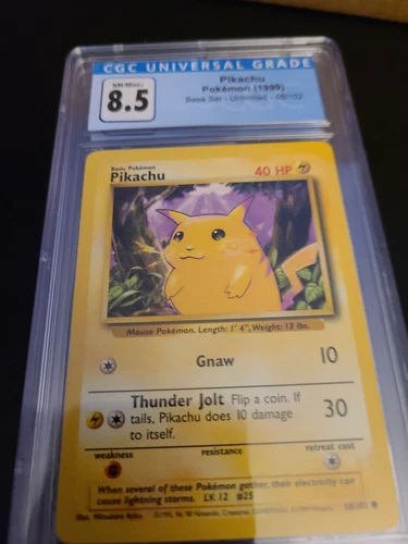 BASE SET⚡️1999 Pokemon Game #58 Pikachu Yellow Cheeks CGC 8.5 psa 9
