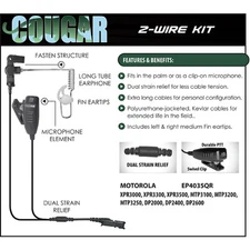 COUGAR Hardwired Surveillance Earpiece for Motorola XPR3000 XPR3300 XPR3500