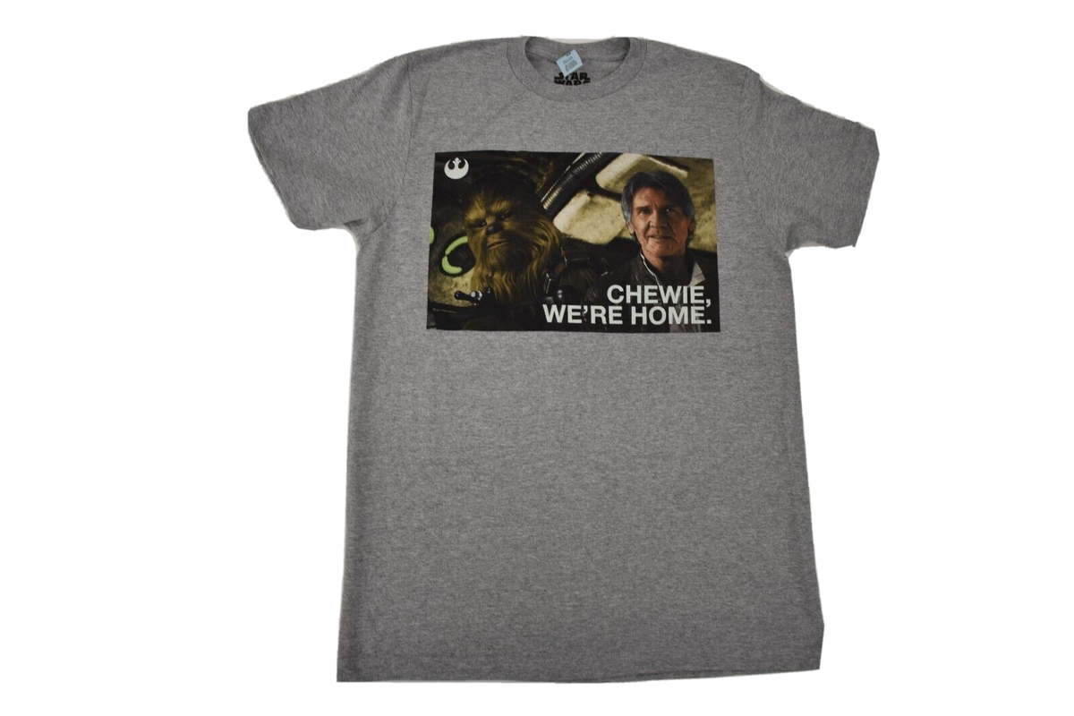 Star Wars Mens Chewbacca & Han Solo Chewie We're Home Shirt New M