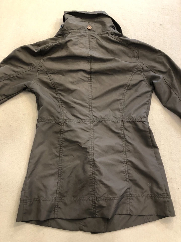 Chaqueta Hurley Para Mujer Extra Pequeña Ligera Militar Abotonada Abrigo de Primavera Foto 3 de 4