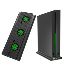 Vertical Stand with Cooling Fan Support for Xbox One X with 3 USB Ports