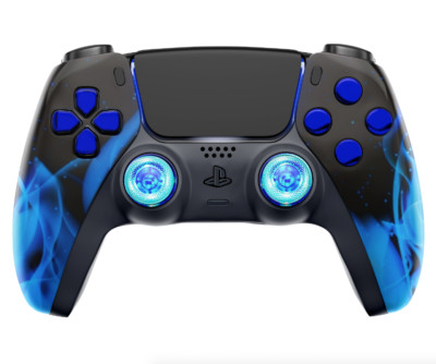 ModdedZone BLUE FIRE Custom UN-Modded Controller Unique Design for PS5 OEM