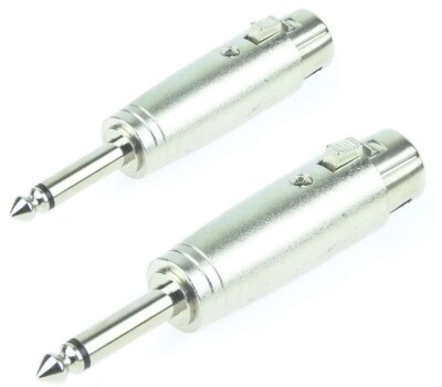 2x ADAM HALL Adapter XLR Kupplung auf 6,3 mm Klinke Stecker Mono Audio Verbinder