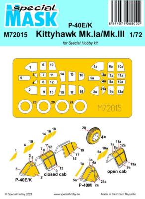 Special Hobby 100-M72015  - 1/72 P-40E/K/Kittyhawk Mk.Ia/Mk.III Mask - Neu