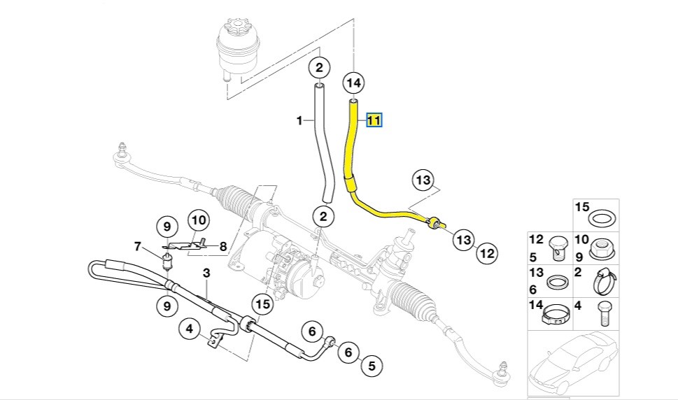 OEM MINI Cooper R50 R52 R53 Power Steering Return Line Hose 32416781744