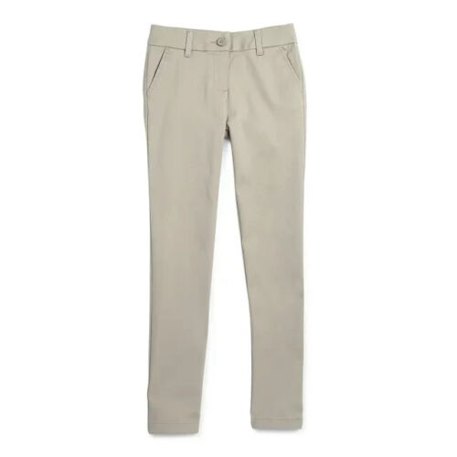 Wonder Nation Skinny Pants 6X Girls Khaki School Uniform Pockets Stretch Zipper - Picture 1 of 5
