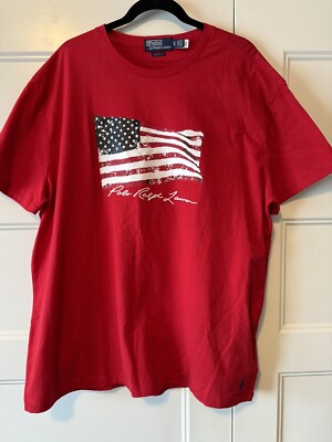 Polo RalphLauren Americana Flag T-shirt Red Size XL TG Classic Fit