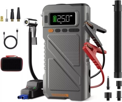 Car Jump Starter with Air Compressor 8000A, 9 in 1 Jumper Box for Car Battery