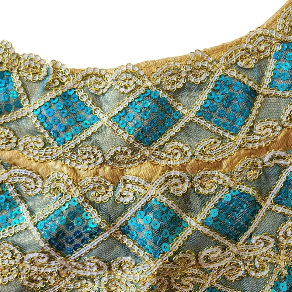Egyptian Sequin Collar for Costume One Size Blue Gold - Image 4 of 4