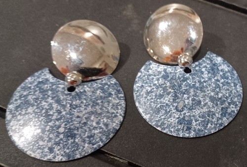 VTG 80/90's MODERNIST LARGE FRONT EARRINGS POST PIERCED - Picture 4 of 4