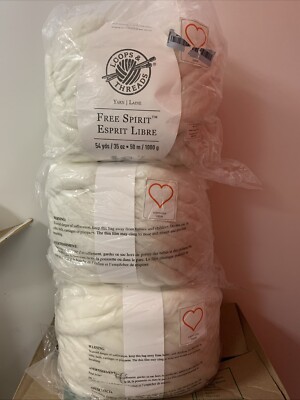 Free Spirit Loops & Threads White Yarn 54 Yards 35 Ounce Acrylic Blend Bundles W