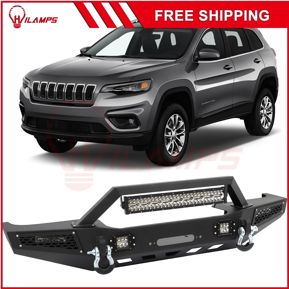 Steel Front Bumper Guard Bar Fog Lamps For 1984-2001 JEEP Cherokee 4.0L