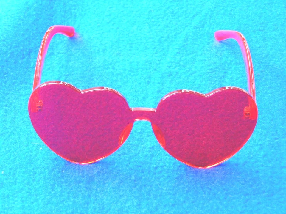 Rose Colored Glasses Heart Shaped Heavy Plexi Costume Props Drag Cosplay YF - Image 2 of 4