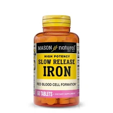 Mason Natural Slow Release Iron (Ferrous Sulfate) - High Potency, 60 Tablets