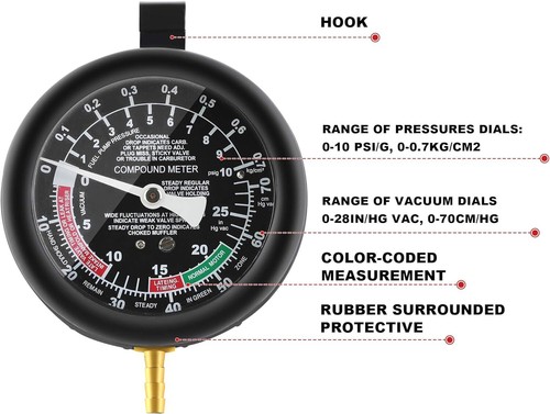 Hromee Fuel Pump and Vacuum Tester Gauge, Carburetor Pressure Diagnostics... - Picture 3 of 6