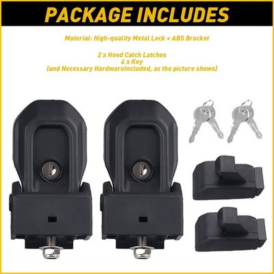 USA Hood Latches For 2018-2024 Jeep Wrangler JL Rubicon JT Hood Locking Catch