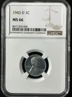 1943-D 1C  Lincoln Wheat One Cent NGC MS66    8671269-060