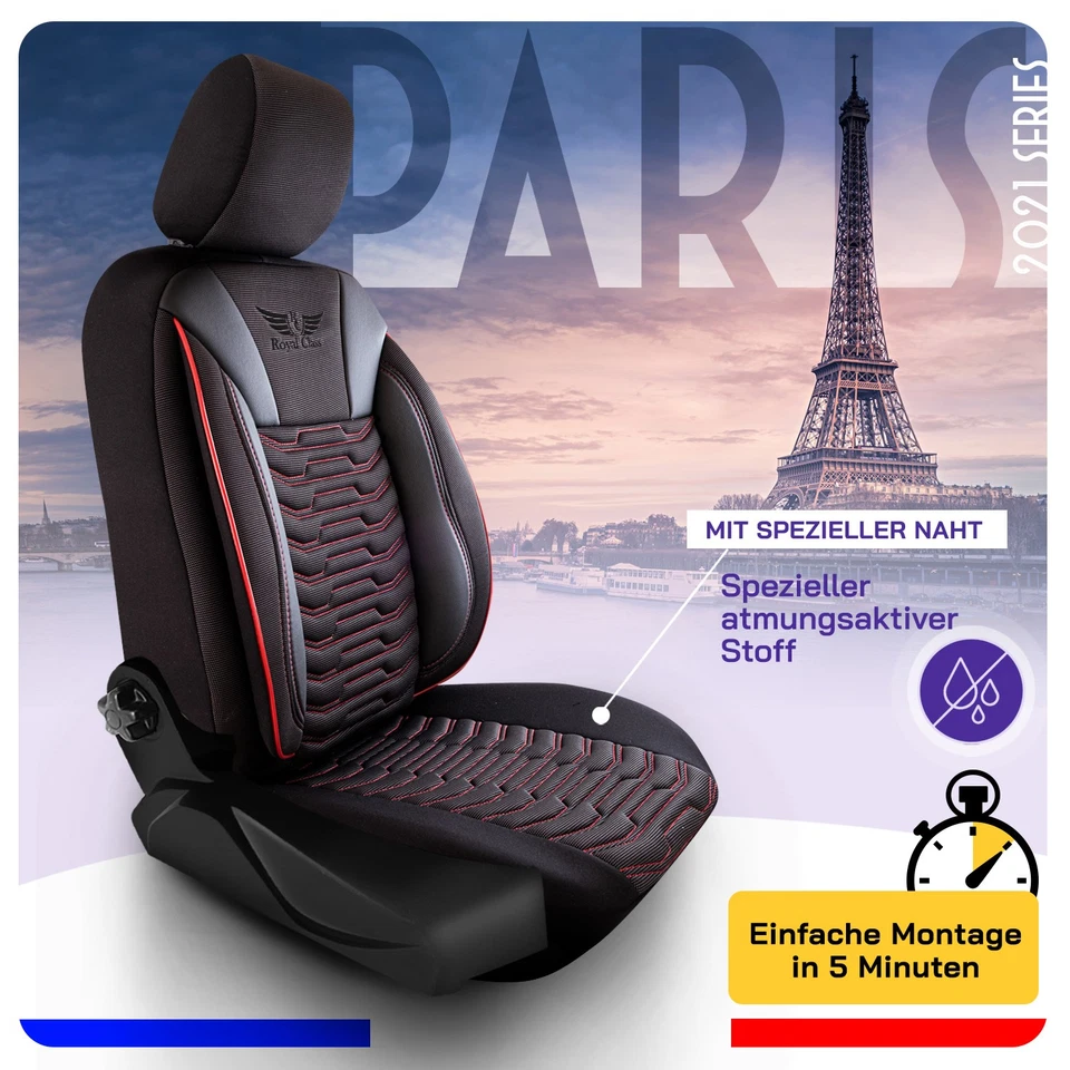 Car Seat Covers Protector Covers Fits Subaru Justy Red Black Complete M02K - Image 2 of 4