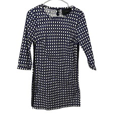 J. Crew Geometric Print Sheath Dress 3/4 Sleeve Zipper Detail Womens Size 0