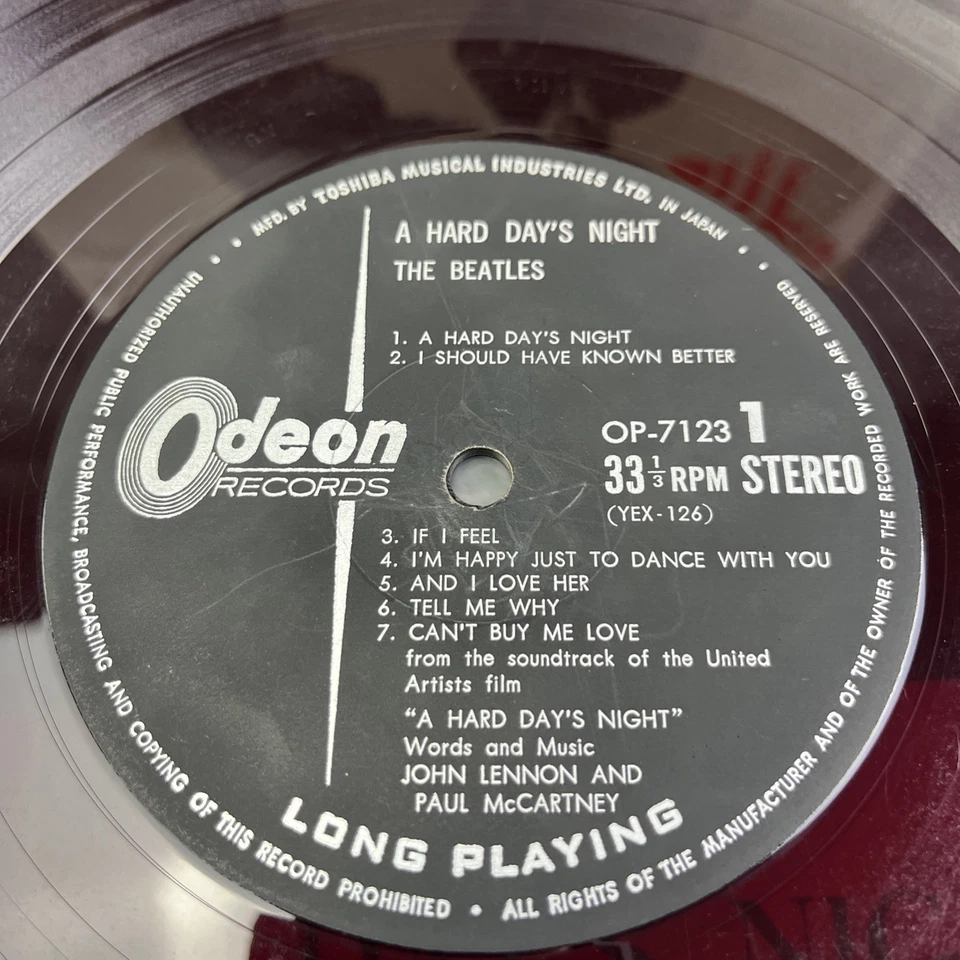Beatles – A Hard Day's Night 1964 1st Japan Pressing LP Red Vinyl Record OP7123 - Bild 3 von 4