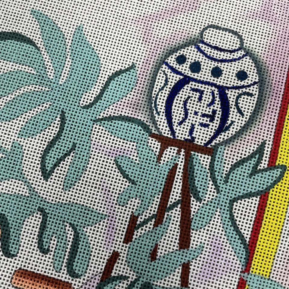 Handpainted Needlepoint Canvas Matisse Still Life With Sleeping Woman 14x14 - Image 4 of 4