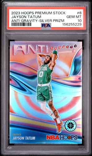 2023 Panini Hoops Premium Stock 6 Jayson Tatum Anti Gravity Silver Prizm PSA 10