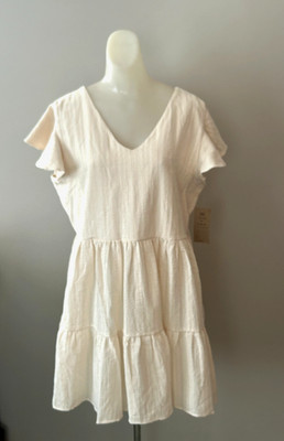 ALBION Helen Dress size XL  100 % cotton playful short tiered v neck NWT  new